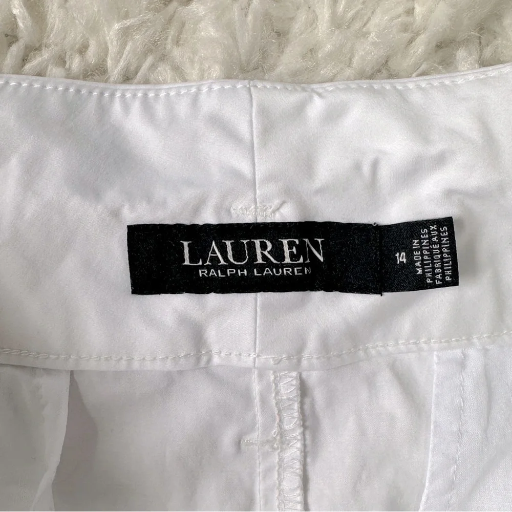 Ralph Lauren black label tie waist white cotton high waist vaca 4” inseam shorts